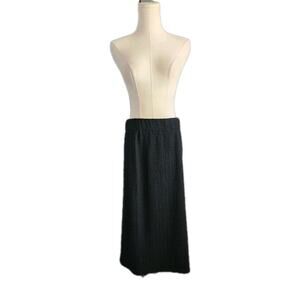 Vince Skirt Womens Medium Black Textured Pencil Straight Midi Stretch Career